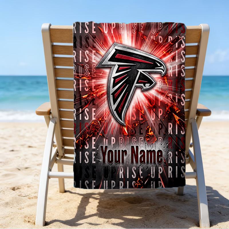 Custom Name Beach Towel Atlanta-Falcons Rise Up Beach Towel, Soft Microfiber, Gift for Her/Him, Birthday, for Pool, Beach, Travel, Fan gifts