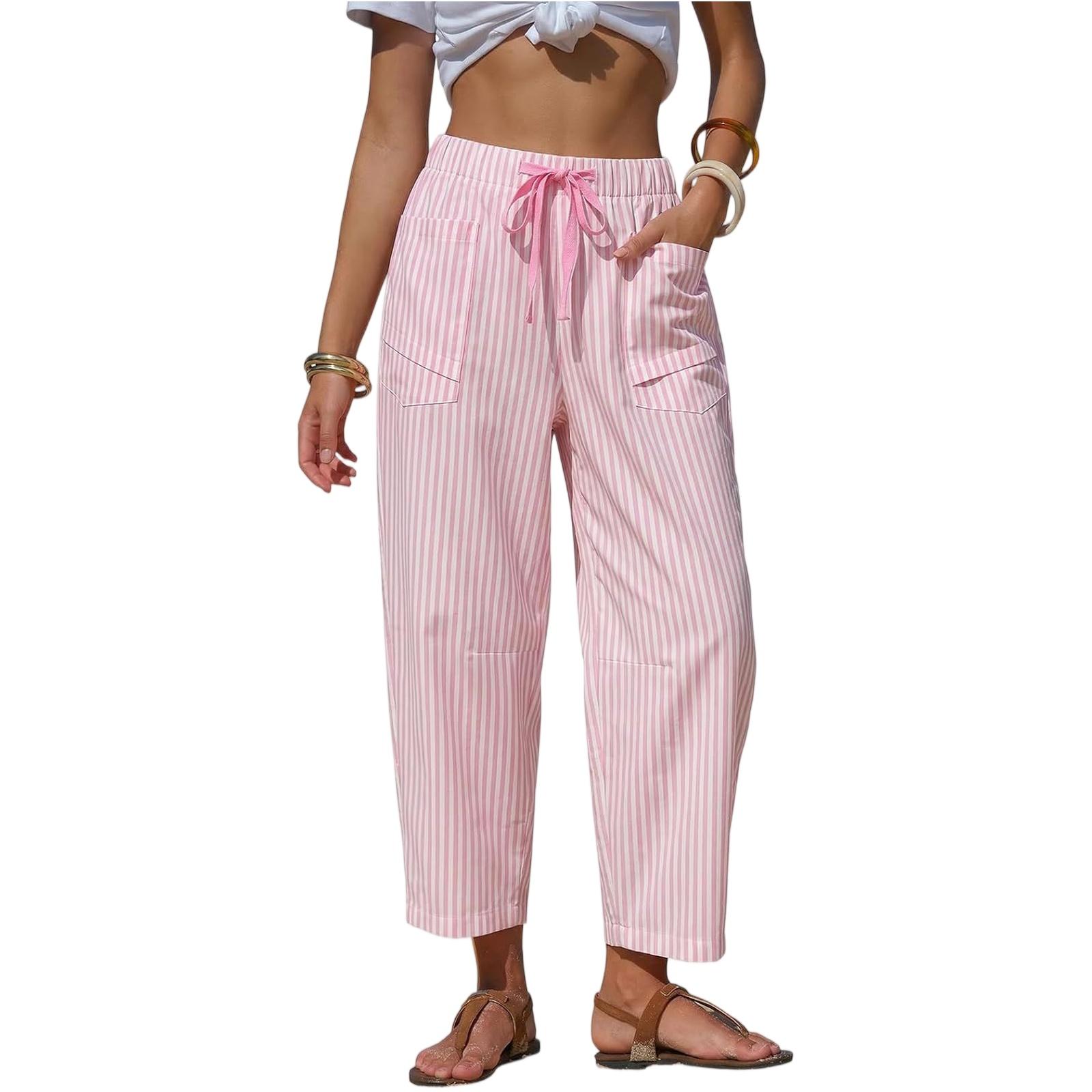 

Women s Straight Pants Fashion Casual Pants Nine Point Harlan Pants M розовый