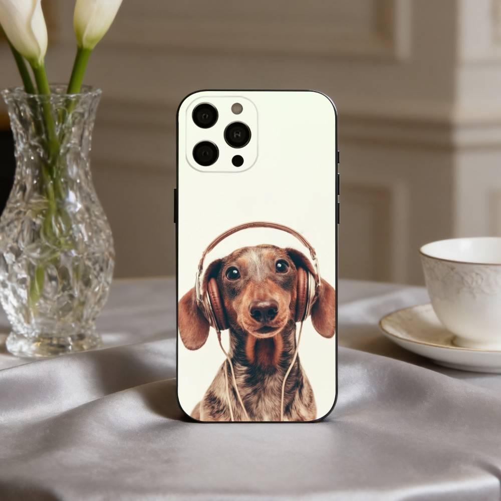 F-Funny Fashion D-Dog Art Phone Case For iPhone 17pro,16,15,14,13,12,11 Plus,Pro Max,XS,Soft Silicone Black Cover
