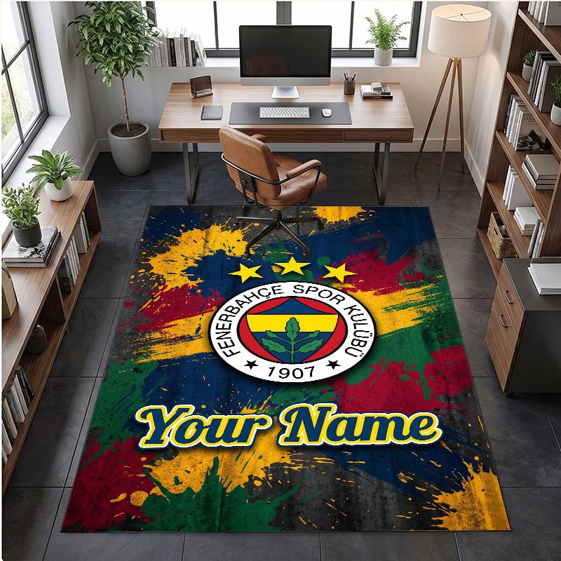 Crystal Velvet Rug Fenerbahçe FC Print Custom Name Text Floor Mat Home Decor