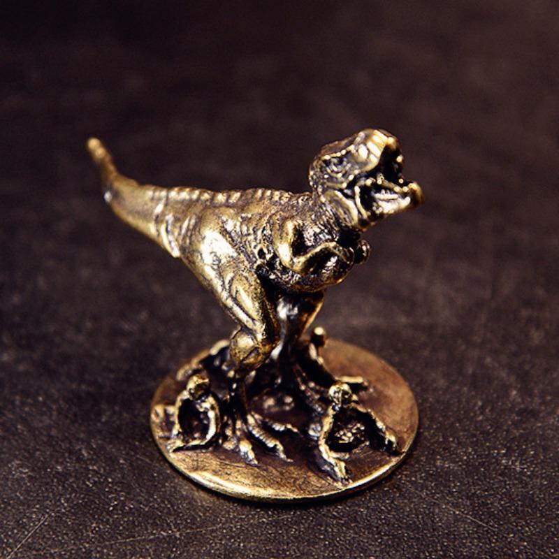 Solid Brass Dinosaur Desktop Tea Pet Office Desk Ornament Creative Dinosaur World Model Craft Mini Ornament