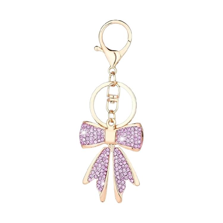 Shimmering Bowknot Keychain Rhinestones Decoration Alloy Metal Jewelry Accessory For Everyday Elegances