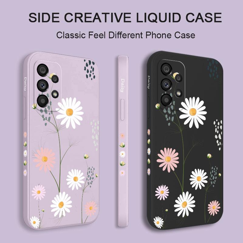 Green Daisies Phone Case For Samsung A73 A53 A33 A23 A13 A03 A03S A04 A04S A72 A52 A52S A32 A22 A12 A02S A02 A71 A51 4G 5G