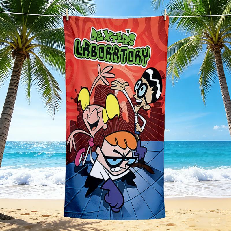 1Pc Dexter'S Lab Adventure Beach Towel, Quick Dry, Multi-Use for Beach Pool Gym Yoga Home Travel, Christmas, Halloween, Xmas Gift M929251