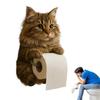 Cat Toilet Paper Holder Cat Funny Paper Towel Holder Wall Mount Tissue Dispenser Rack Resin Animal Statue Room Decor