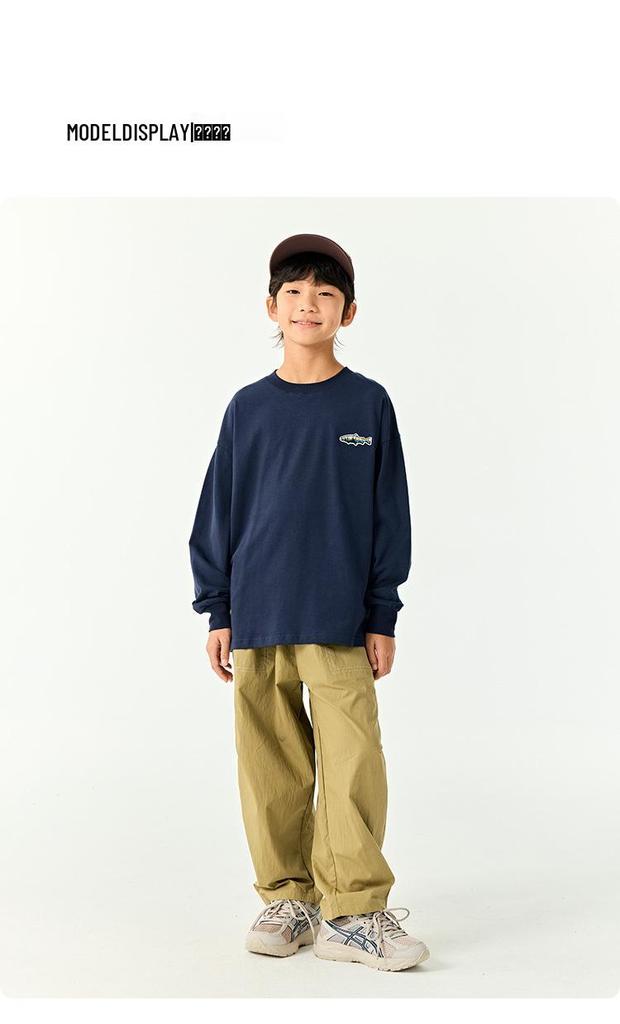 DK Kids' Spring Quick-Dry Japanese Style Antibacterial Long Sleeve T-Shirt for Boys & Girls - 7A Casual Base Layer for Middle & Older Children