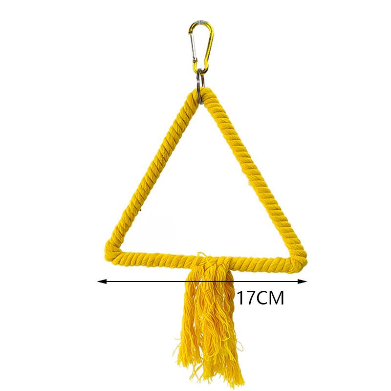 Parrot Cage Swing Toy Round Triangular Iron Wire Cotton Thread Hanging Ring For Bird Pet Birds Toys Accessories Supplies