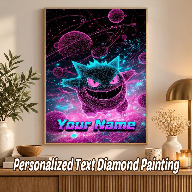 Gengar Custom Name Diamond Painting Personalized 5D Full Drill DIY Diamond Art Home Decor