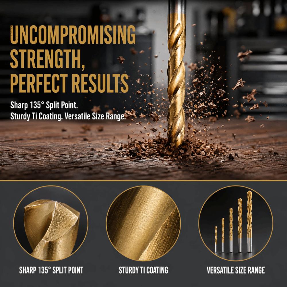 50pcs 135 Degree Point Angle HSS Drill Bit Set High Speed Steel Drill Bits Wood