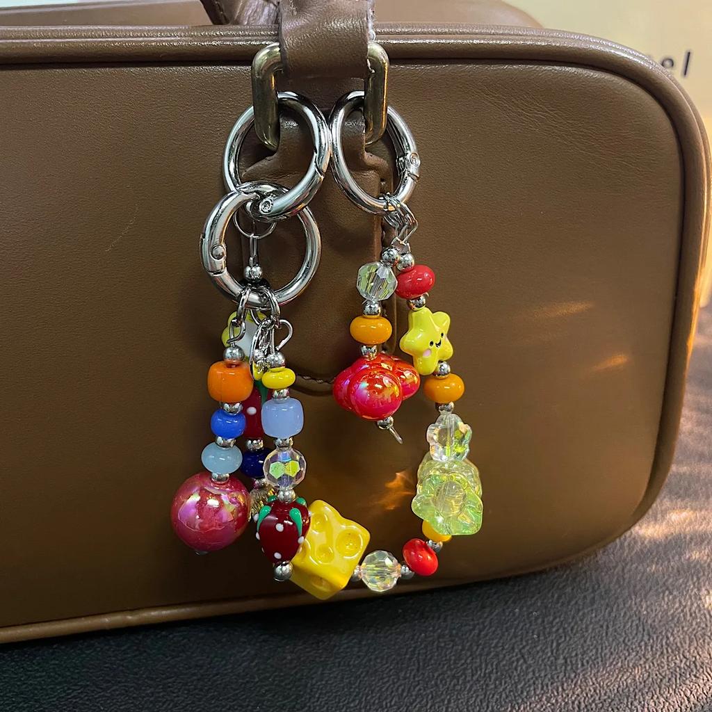 Mehrfarbige Dopamin-Handykette Hängende Kette, Lachender Stern Sport Anhänger Tasche, Schlüsselanhänger, Universelle Kette Niedliche Lanyard
