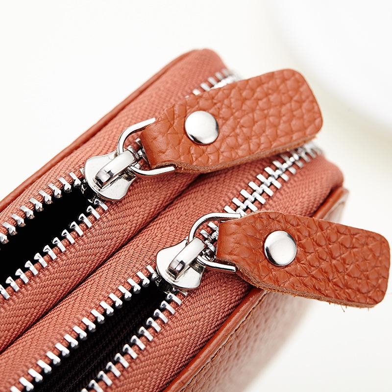 New card bag wholesale organ card bag card cover double zipper card bag multi-card position first layer cowhide change bag