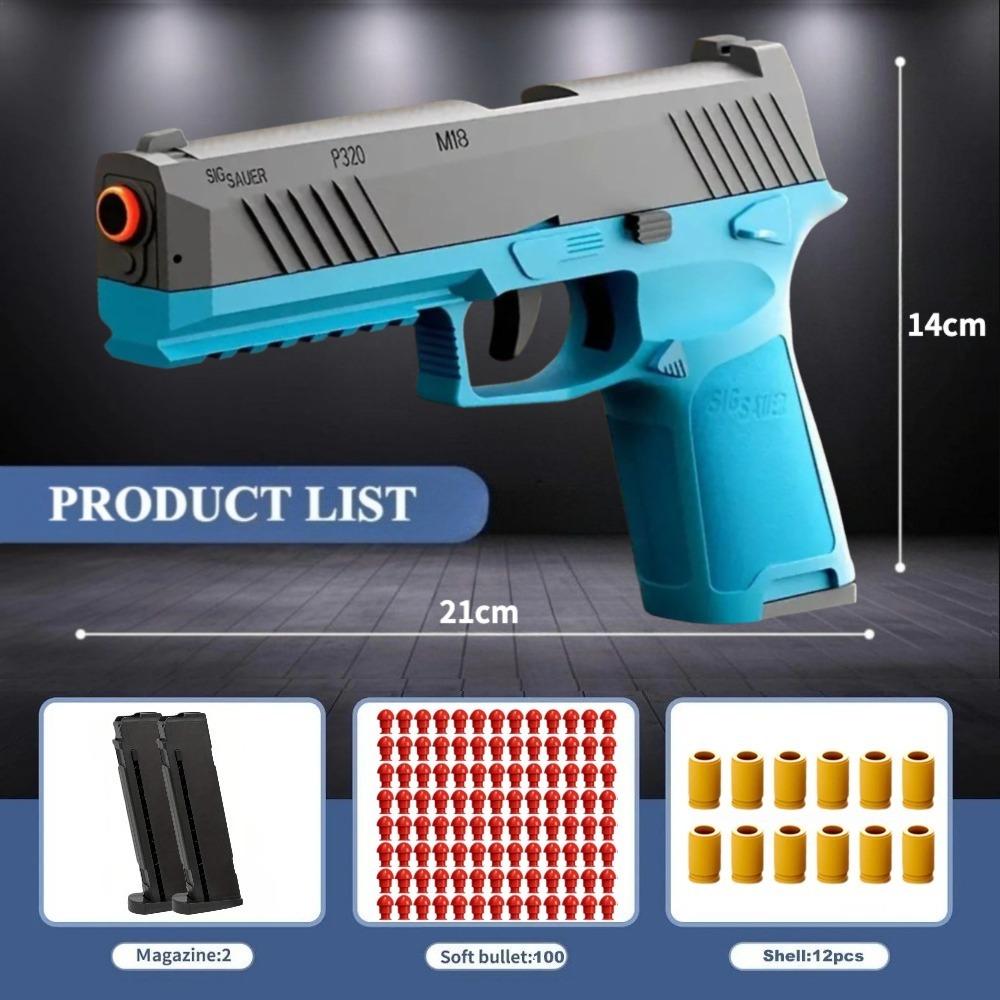 P320 Pistol Gun Soft Bullet Automatic Toy Gun With Blowback Outdoor Sports Shooting Game Christmas Birthday Gift For Kids
