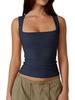 2025 European & American Women's Square Neck Slim Sleeveless Fashion Vest