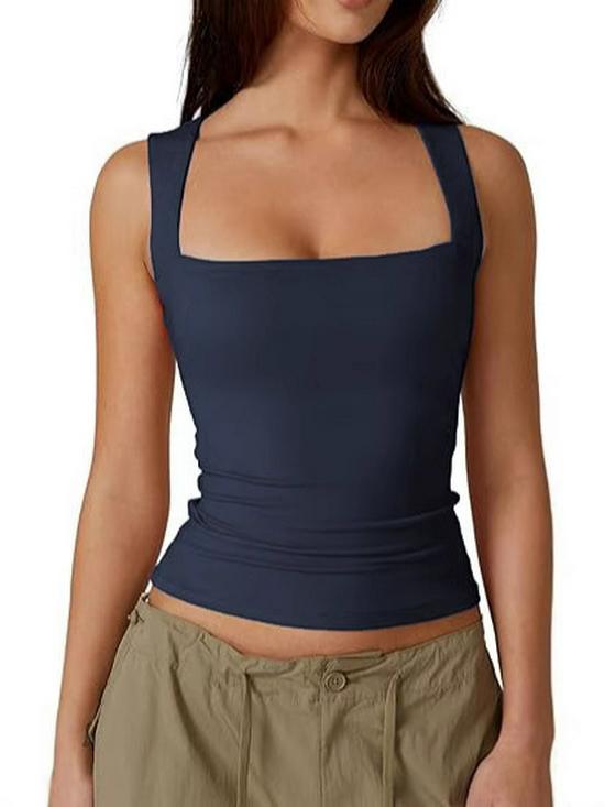 2025 European & American Women's Square Neck Slim Sleeveless Fashion Vest