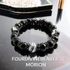 [BLESSING M'style] Natural Stone Power Stone Bracelet, Four Gods Bracelet, Morion, Matte Onyx, Silver-Engraved Onyx, Includes Luxury Suede Drawstring