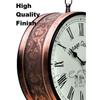 (10 INCH - One Side English Other Roman Numbers) Vintage Clock Iron Handcrafted Double Side Analog Clock , Rose Gold Finish, Floral Design
