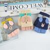 New Older Children's Half-finger Flip Gloves Winter Student Writing Knitted Thermal Gloves Cartoon Cute Gloves