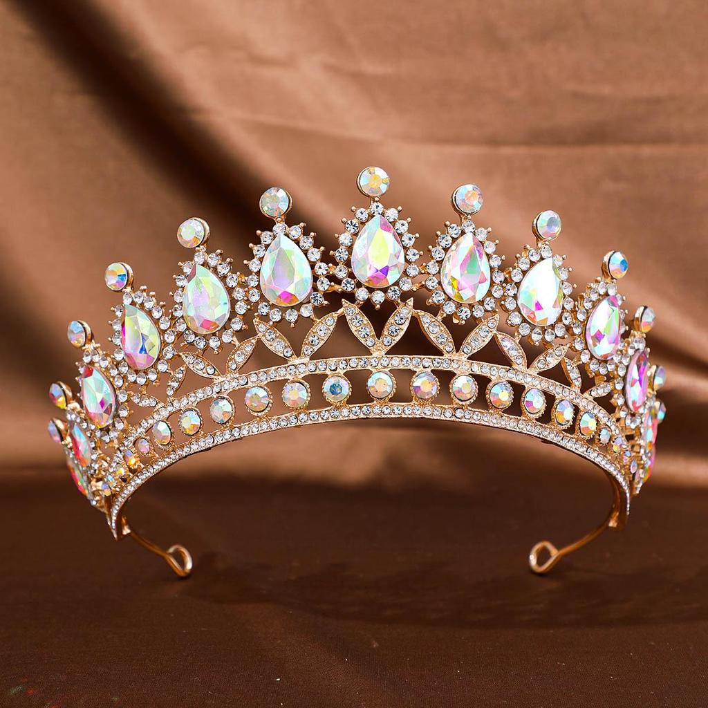 European & American Tiara Bridal Headwear: Princess Crown with Alloy & Inlaid Diamonds