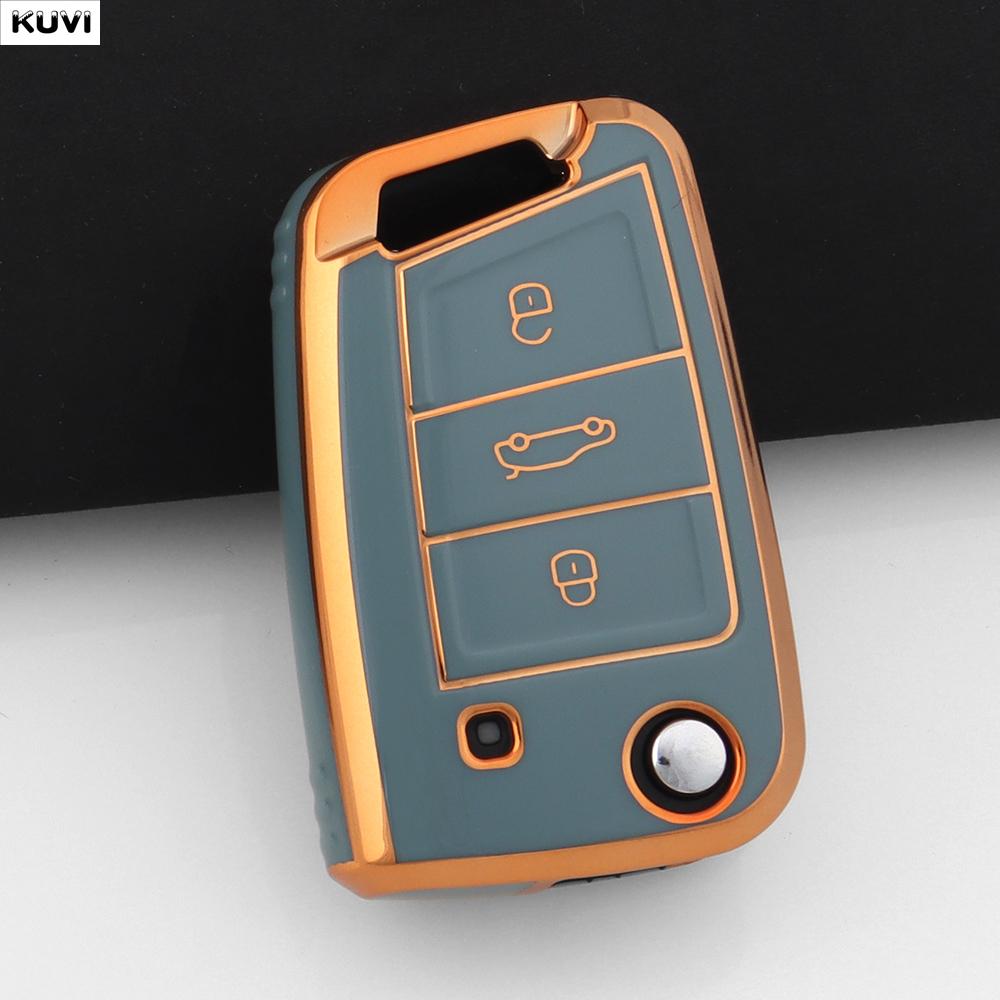Tpu 3 4 Buttons Car Flip Key Case Cover For Vw Volkswagen Golf 7 Mk7 Tiguan Mk2 For Seat Ateca Leon Fr 2 Ibiza For Skoda Octavia