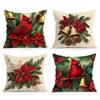 Christmas Bishop Poinsettia Pillowcase Bedroom Sofa Cushion Cover 100% Polyester Living Room Cushion Pillowcase Home Decor
