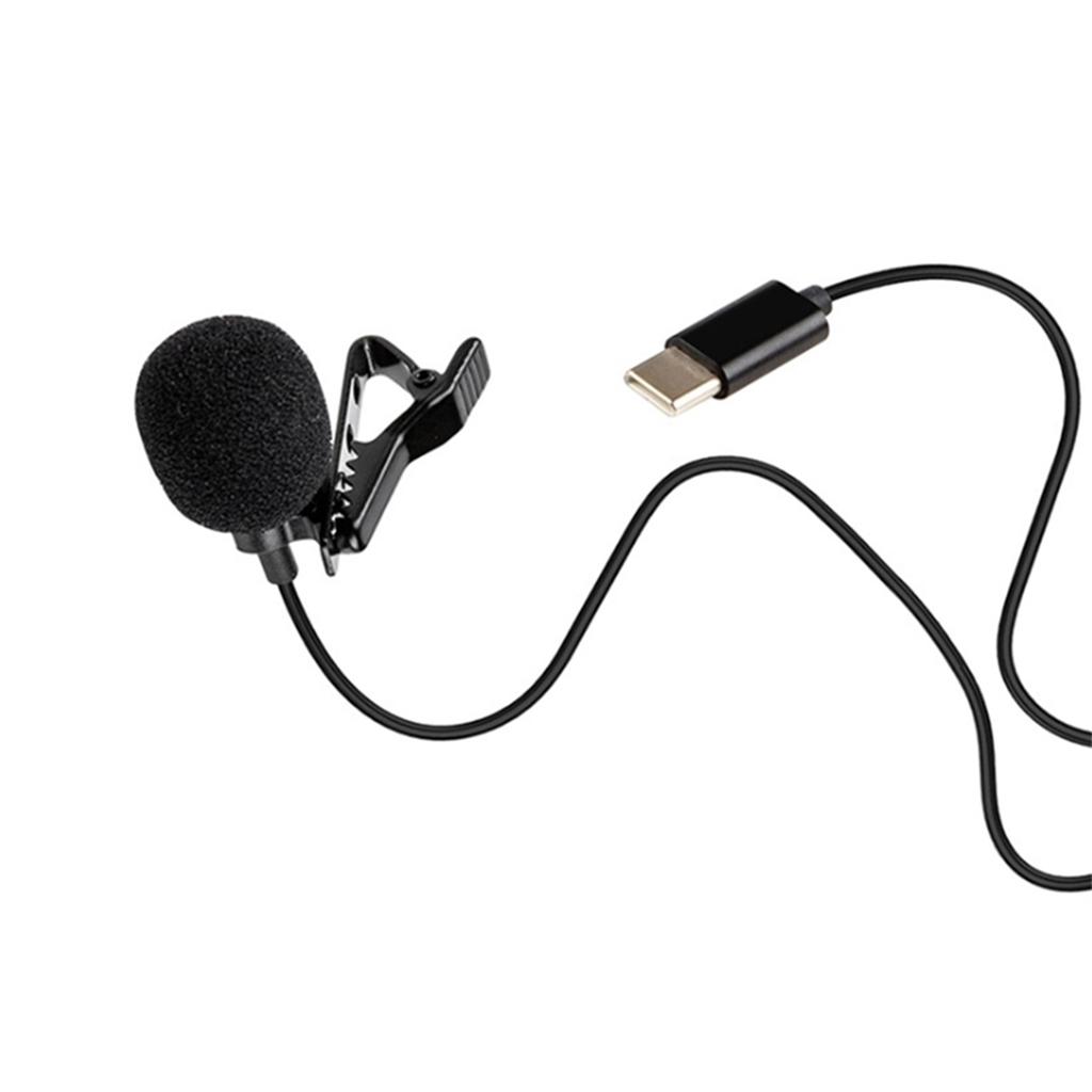 Lavalier Microphone Omni Directional Condenser Type C Microphone for Sound Video Recording Black