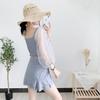 Women's 2024 Long Sleeve Bikini Set with Skirt - Slim Fit, Sexy, Large Size, Small Chest Gathered Design