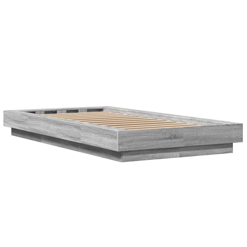 Bed Frame Grey Sonoma 75 x 190 cm Engineered Wood