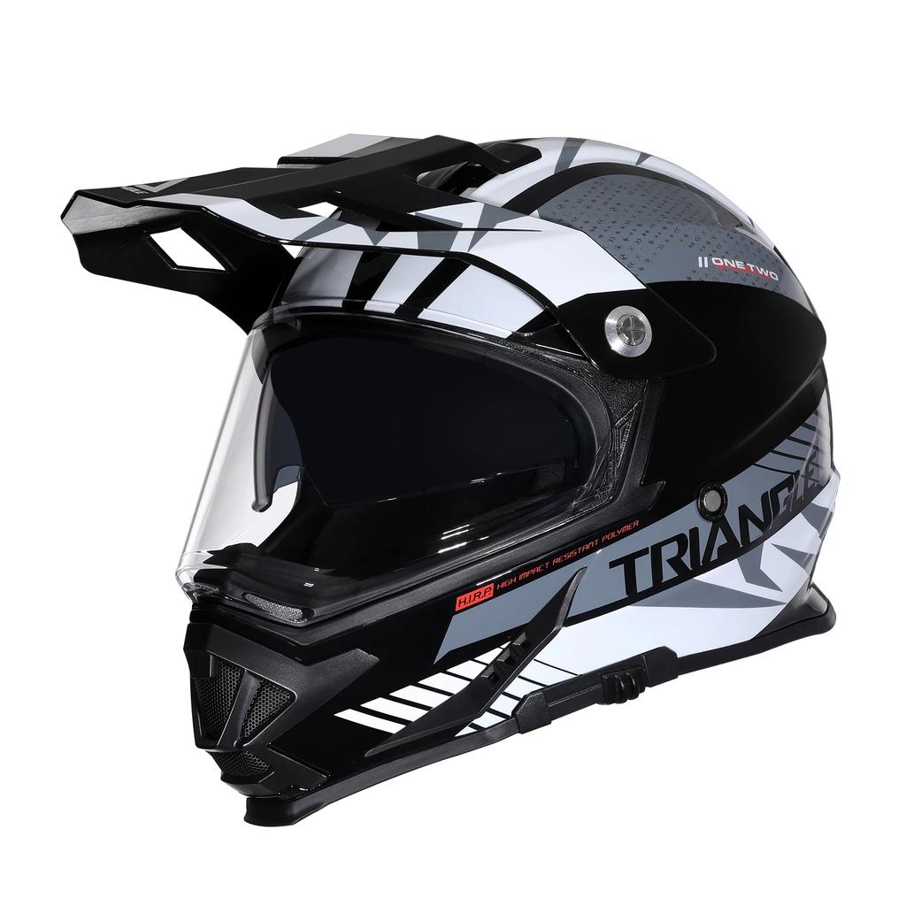 Full Face Dirt Bike Motorcycle Helmets Dual Sports Helmet for Adults Can Be Installed GOPRO DOT Approved Triangle AH609