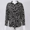 Damen Casual Fashion Print Einreihiges Revers Nähte Langarm Lose Hemd