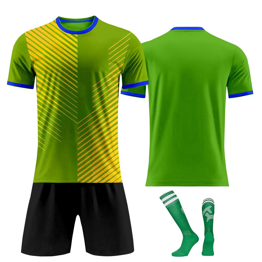 Heren Voetbalshirt Set Korte Mouw Shirt met Korte Broek en Sokken Ademend Sneldrogend Atletisch Uniform voor Training Wedstrijd Teamsport