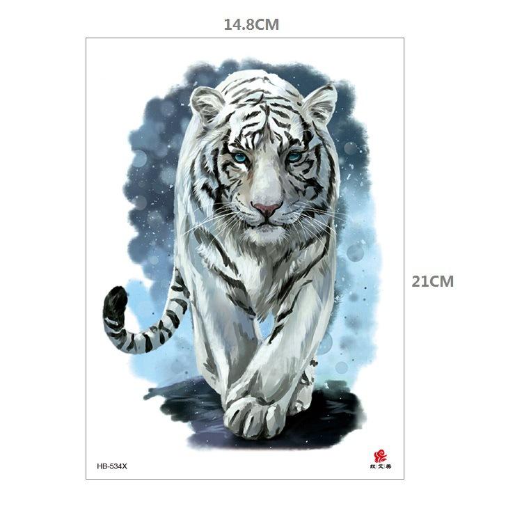 Clown Mouth Flower Body English Color Lion Tiger Half Arm Animal Pattern Water Transfer Simulation Tattoo Sticker