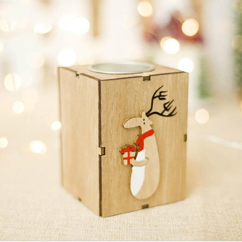 Candlestick Candle Holder Wooden Candelabrum Christmas Mini Creative Beautiful Table Santa Claus