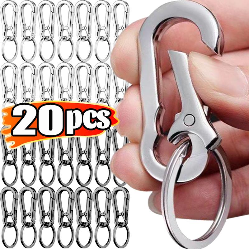 1/20pcs Carabiner Clip Keychain Metal Carabiner Shape Key Ring Keyring Key Holder Clips Hook Holder Organizer Car Keys Finder