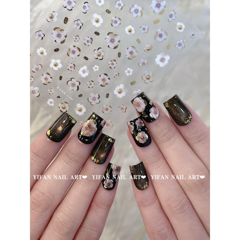 

Yifannail [Ancient Style] Old Money Style Retro Little Flowers ~ Black Gold Flowers Nail Stickers J227 J227. [Black Gold Retro Flower. 1]]