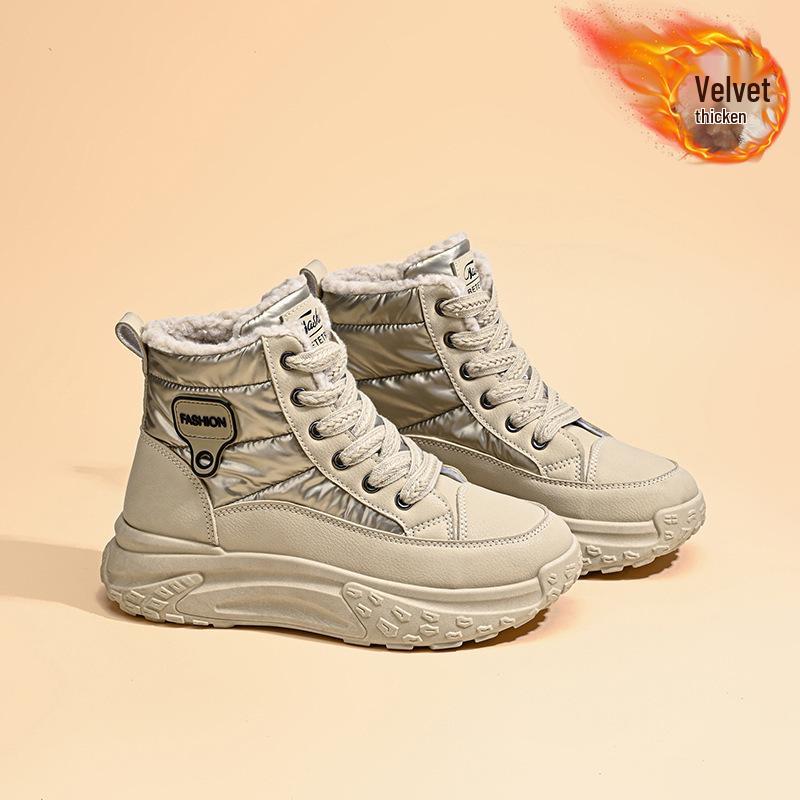 

Winter 2025 Women s High-Top Fleece-Lined Ankle Boots - Warm, Thick-Soled, Height-Increasing Cotton Fashion Shoes 38