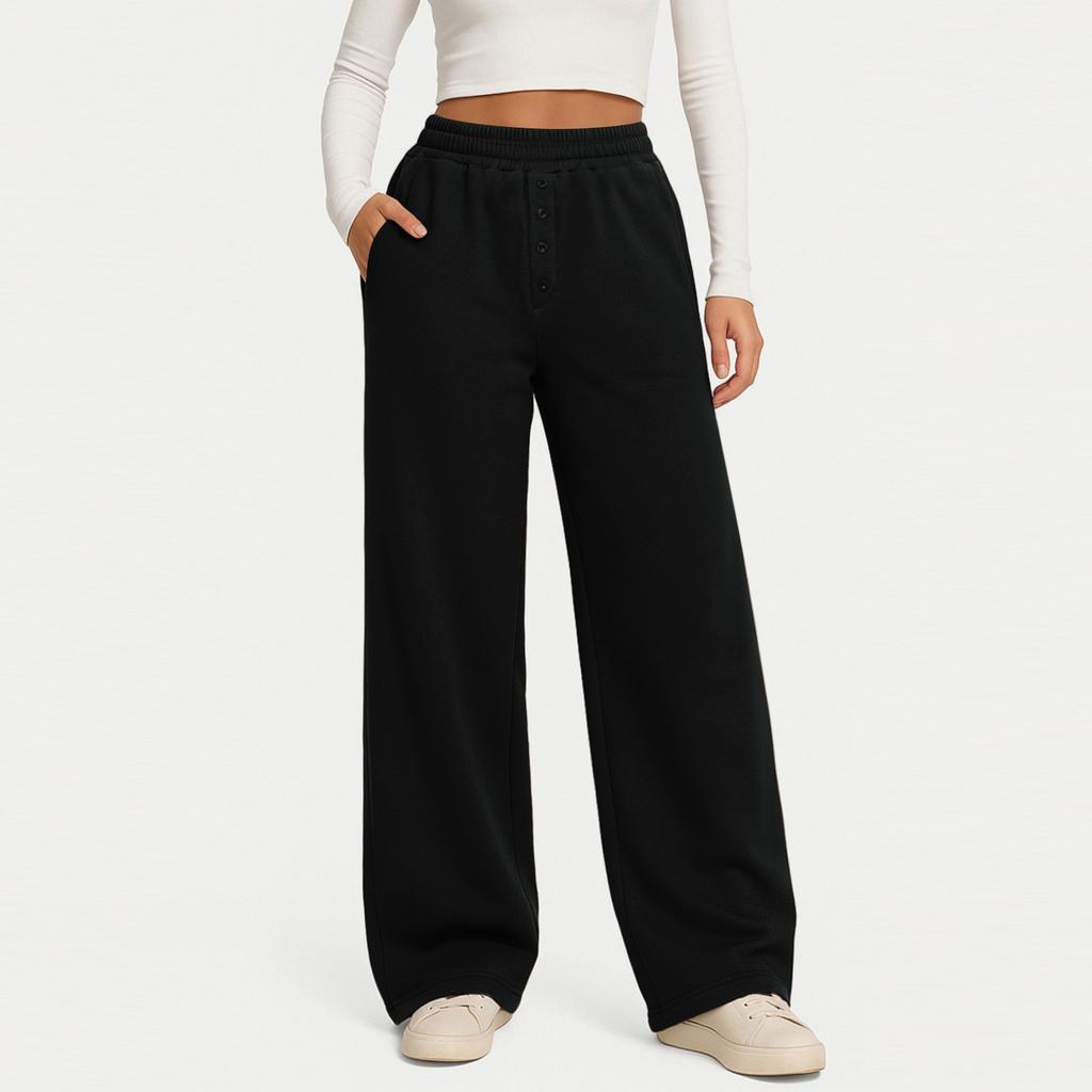 Women's Wide Leg Sweatpants Fall High Waisted  Pants Drawstring Workout Joggers With Pockets