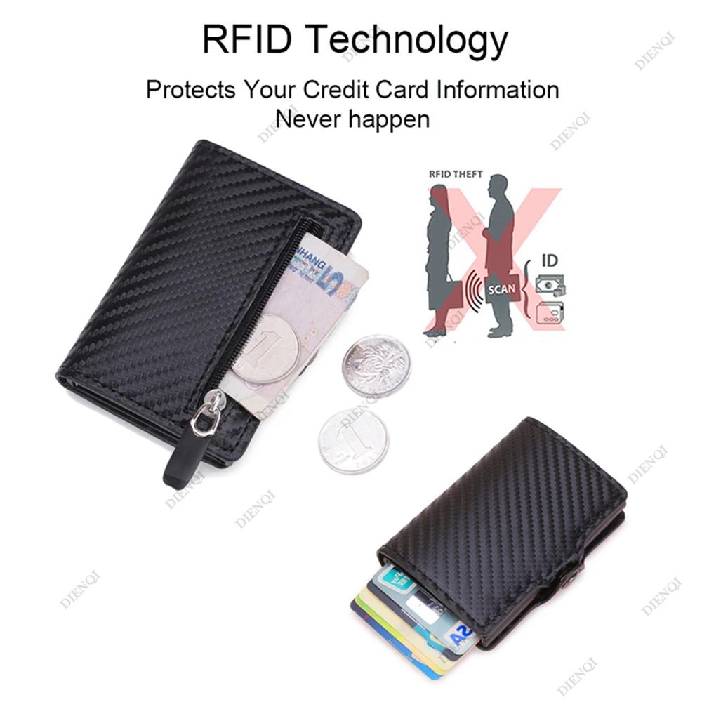 Rfid Carbon Fiber Credit Card Holder Men Wallets Slim Thin Mini Leather Metal Wallet Purse Black Wallet for Men Wallet for Men