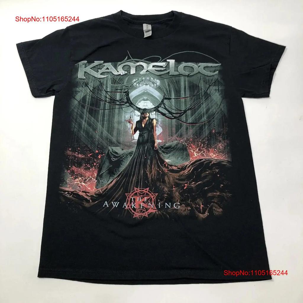 Kamelot Banda El Despertar Logo de la Gira 2023 Camiseta Negra de Doble Cara Talla Pequeña Top Vintage Para Uso Diario Streetwear