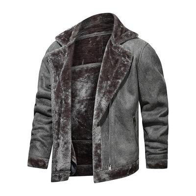Veste à revers intégrée en cuir et fourrure pour homme - Chaleur hivernale, Épaisse, Ajustée, Élégante