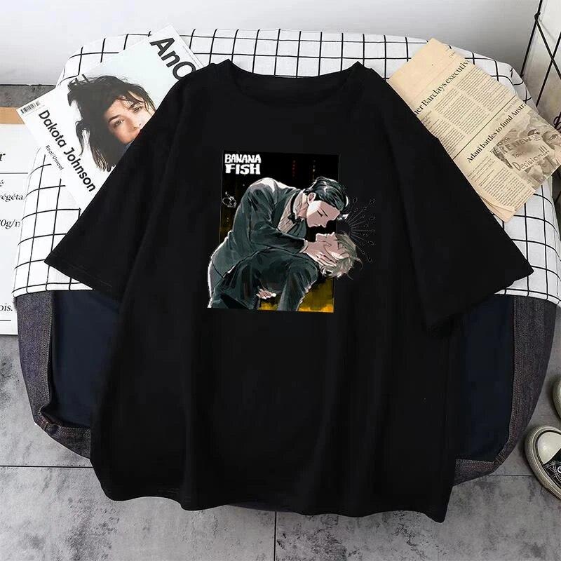 BL Japonské Anime Banánové Ryby Dámské Tričko Kreslený Chlapecká láska Unisexga Topy Unisex Ležérní Móda Streetwear Unisex Pár Oblečení