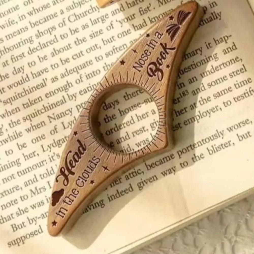 

Кольцо-закладка для пальца Помощь для чтения одной рукой Деревянное Винтажное Деревянные подарки для чтения Держатель для книги на большой палец 2