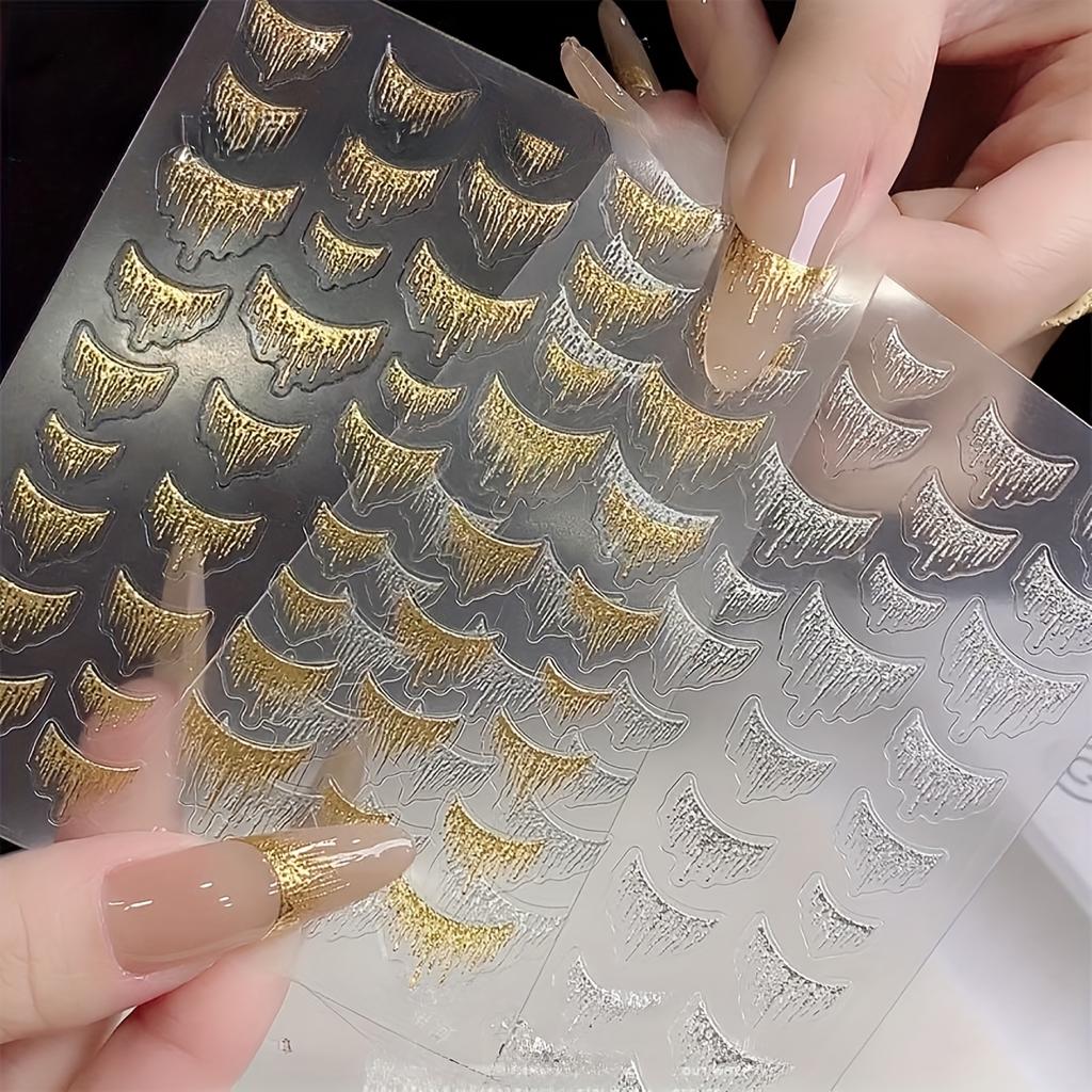 Nail Sticker Golden Plated Stickers Quicksand Golden Moonlight Silvery Laser Decal Nail Decoration Accessories