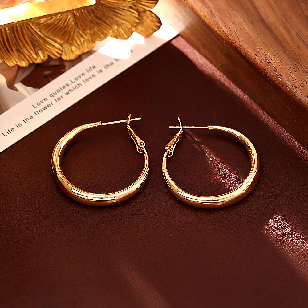 Minimalist European & American Style Gold-Plated Copper Stud Earrings - Silver Needle, Women's Fashion INS Cold Style