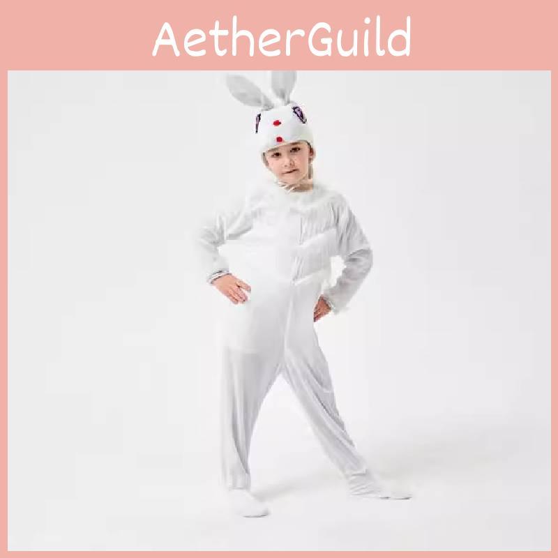 Entzückendes Kinder Weißes Kaninchen Kostüm für Halloween und Cosplay Unisex Jumpsuit