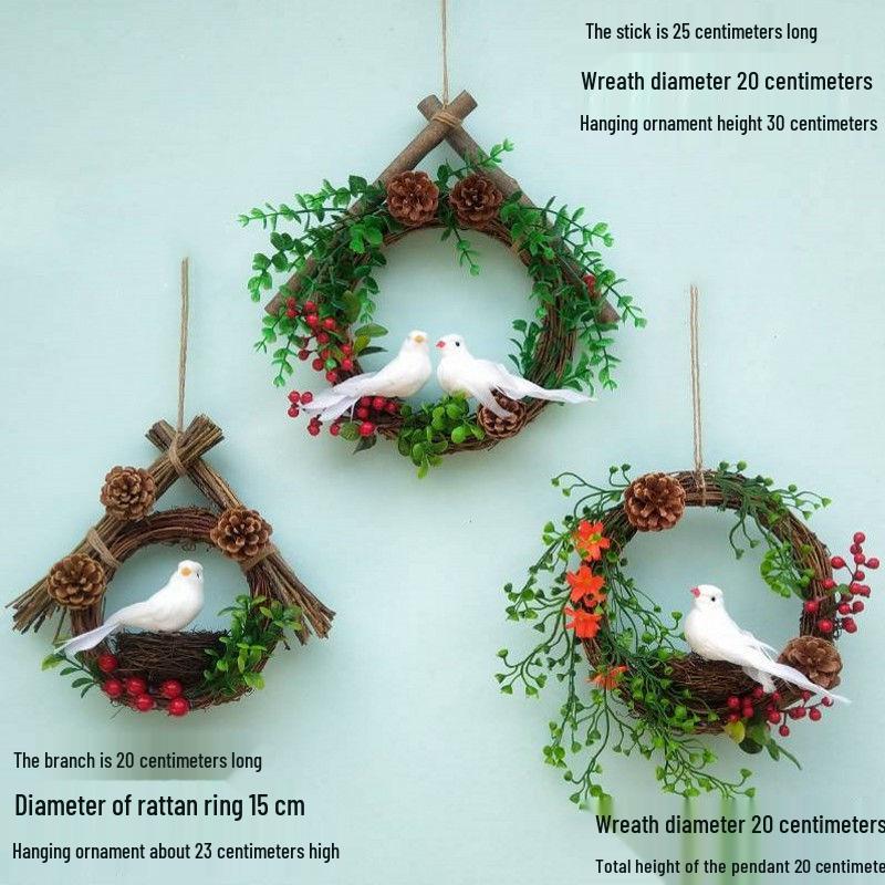 Forest Style Kindergarten Hanging Mobile: Creative Micro-landscape Arrangement with Bird's Nest and Decorative Pendants.