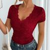 T Shirts For Women Pleated V-Neck Dressy Casual Blouses Printing Short Sleeve Summer Tops Loose Fit