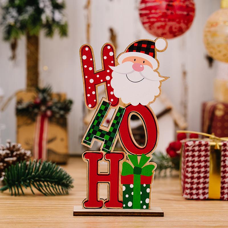 Wooden Christmas Desktop Ornaments Elk Santa Cluas Faceless Doll Joy Noel Decor Christmas Home Bedroom Decor Xmas Table Decor
