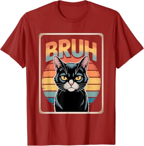 Funny Cat Bruh for Teens Boys Girls Unisex Women Meme Graphic TShirt Kitty Y2k Vintage Saying Tee Novelty Gift Short Sleeve Outfit