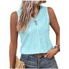 2025 Women Blouses Summer Sexy Tank Hollow V-Neck Button Loose Shirts Elegant Sweet Casual Sleeveless Solid Color Oversized Tops