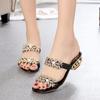 Fashion Slippers for Women Summer New Water Diamond Sandals with Middle Heel Rubber Slipper Women Shoe Flip Flops